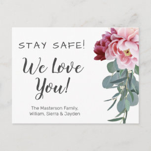 Personalised Floral Stay Safe We Love You Postcard