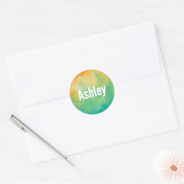 Personalised floral sticker/seal classic round sticker (Envelope)