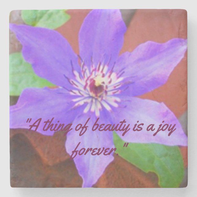 Personalised Floral Stone Coaster (Front)