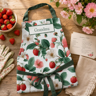 Personalised Floral Strawberry Cottagecore Apron