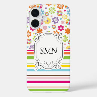Personalised Floral Stripes Phone Case