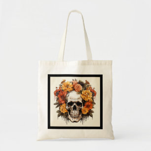 Personalised Floral Sugar Skull Tote Bag
