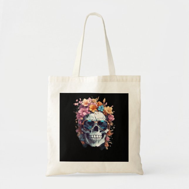 Personalised Floral Sugar Skull Tote Bag (Front)