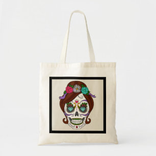 Personalised Floral Sugar Skull Tote Bag