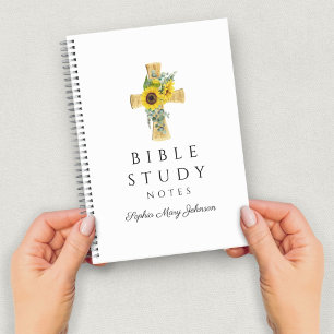 Personalised Floral Sunflowers Religious Cross Notebook