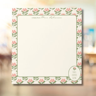 Personalised Floral Teacher Notepad • Custom Name