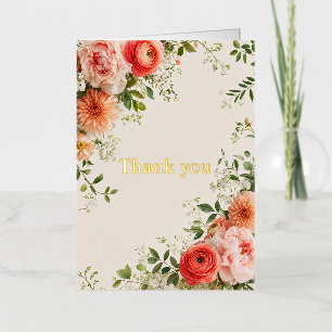 Personalised Floral Thank You Gold Foil Card