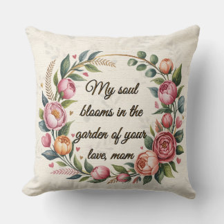 Personalised Floral Throw Pillow with Heartfelt Mo