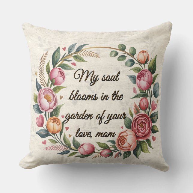 Personalised Floral Throw Pillow with Heartfelt Mo (Front)