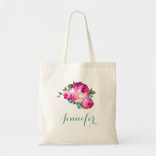 Personalised Floral Tote Bag (Front)