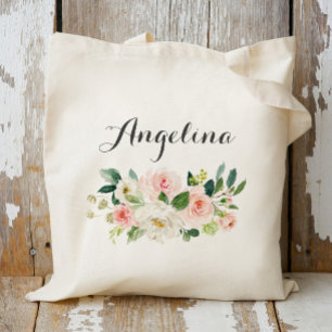 personalised Floral Tote Bag Bridesmaid
