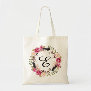 Personalised Floral Tote Bag Bridesmaid Bohemian