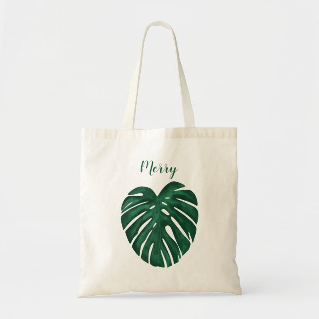 personalised floral tote bag monstera leaf (Front)