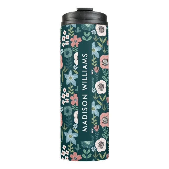 Personalised Floral Travel Mug with Name (Front)