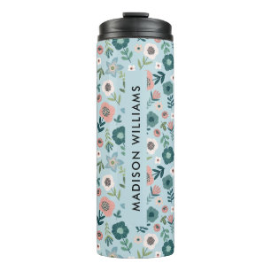 Personalised Floral Travel Mug with Name