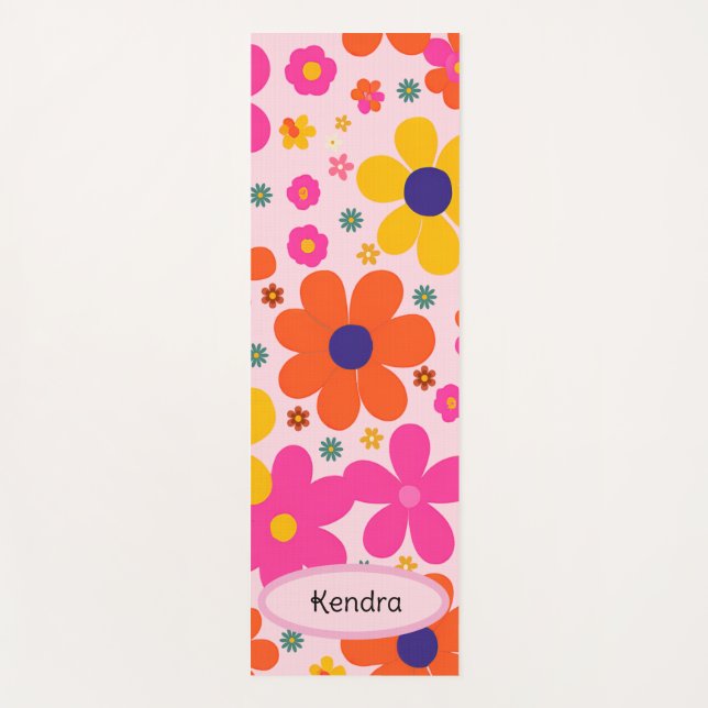 Personalised Floral Trendy Patterned Yoga Mat (Front)