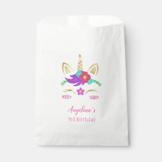 Personalised Floral Unicorn Birthday Favour Bag