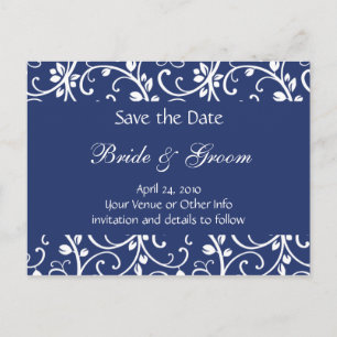 Personalised Floral Vine Save the Date Announcement Postcard