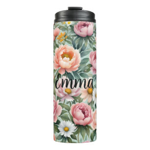 Personalised Floral Wallpaper Pattern Thermal Tumbler