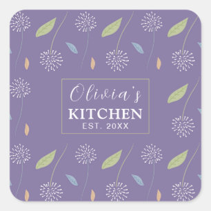 Personalised Floral Wallpaper Square Sticker
