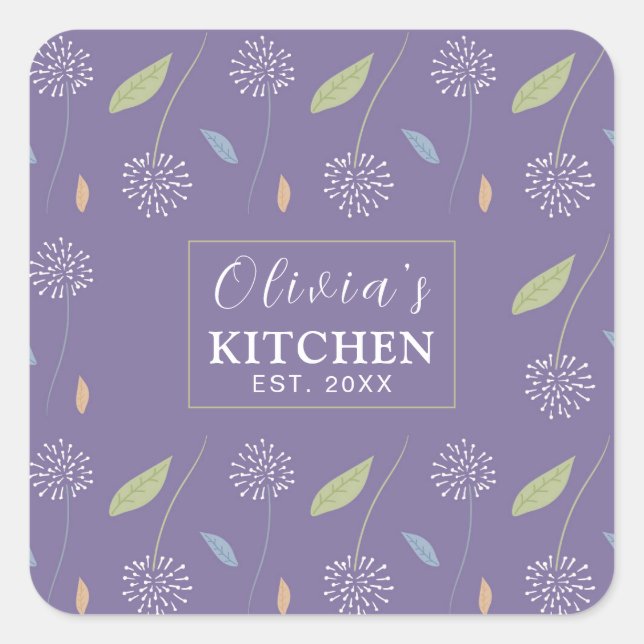 Personalised Floral Wallpaper Square Sticker (Front)