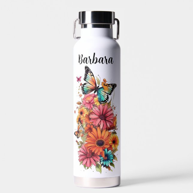 Personalised Floral Water Bottle (Front)