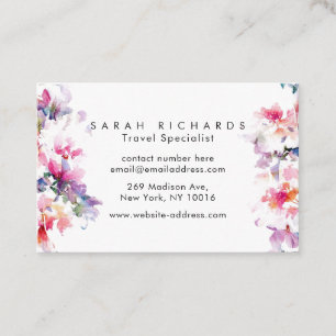 Personalised Floral Water Colour Business Cards