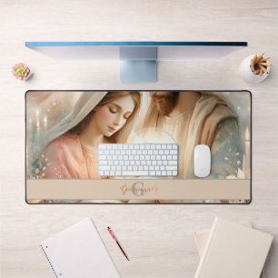 Personalised Floral Watercolor Baby Jesus Nativity Desk Mat