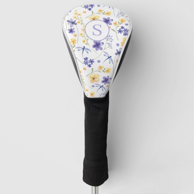 Personalised Floral Watercolor  Golf Head Cover (Front)