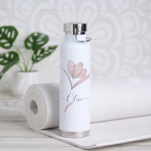 Personalised Floral Watercolor Sketch Water Bottle