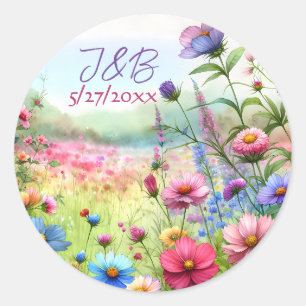 Personalised Floral Wedding Classic Round Sticker