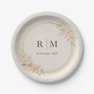 Personalised Floral Wedding Paper Plates