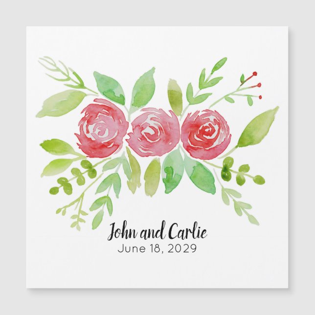 Personalised Floral Wedding Party Favour Magnet (Front)