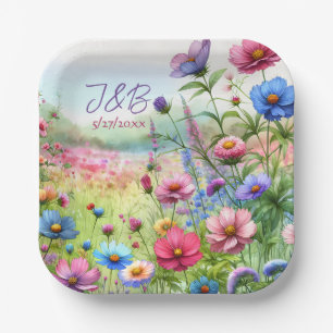 Personalised Floral Wedding Personalised Paper Plate