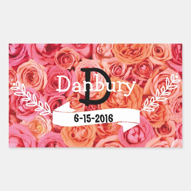 Personalised Floral wedding Rectangular Sticker (Front)