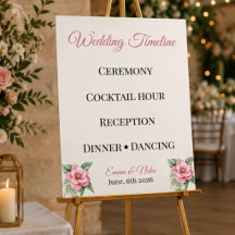 Personalised Floral Wedding Timeline Poster