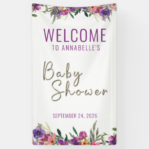 Personalised Floral Welcome Girl Baby Shower Banner
