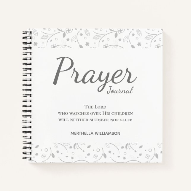 Personalised Floral White Prayer Journal (Front)