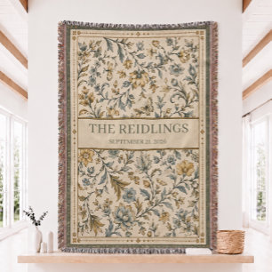Personalised Floral Woven Throw Blanket