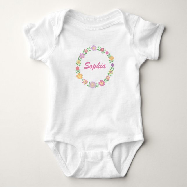 Personalised floral wreath bodysuit (Front)