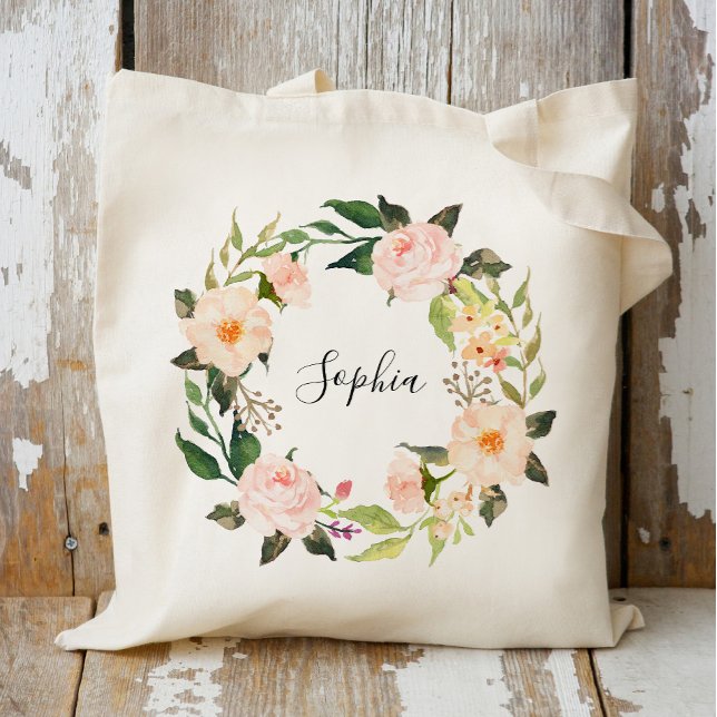 Personalised Floral Wreath Braidsmaid,Welcome2 Tote Bag (Creator Uploaded)