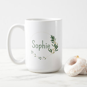 Personalised floral wreath classic coffee tea mug