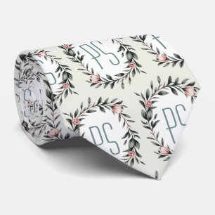 Personalised Floral Wreath Monogram Tie