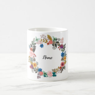 PERSONALISED FLORAL WREATH MUG