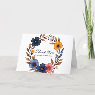 Personalised Floral Wreath Thank You Card
