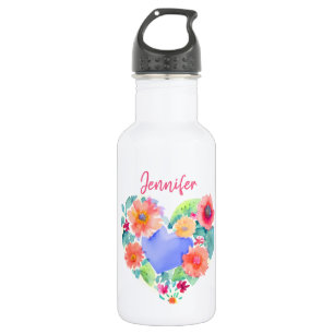 Personalised Floral Wreath Watercolor 532 Ml Water Bottle