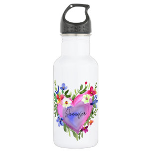 Personalised Floral Wreath Watercolor 532 Ml Water Bottle