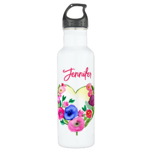 Personalised Floral Wreath Watercolor Blue 710 Ml Water Bottle