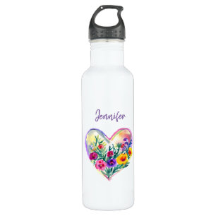 Personalised Floral Wreath Watercolor Yellow 710 Ml Water Bottle