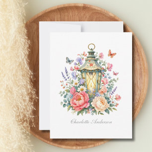 Personalised Florals Lantern Butterfly Cottagecore Card